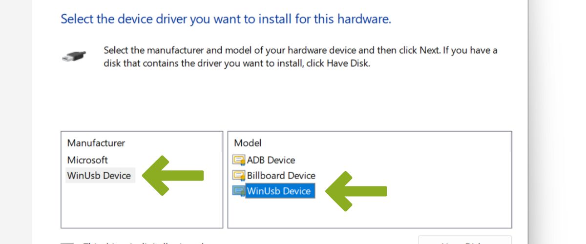 Driver for SPIKE hub: WinUsb device